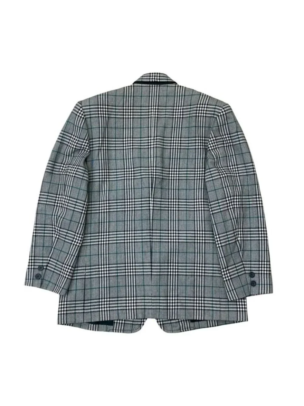 Dior Christian Check Pattern Wool Polyester Tailored Jacket M Black White